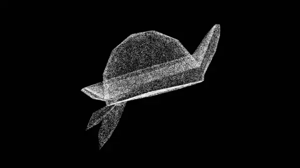 3D海盗帽在黑色背景下旋转 嘉年华服装的概念 节日服装 商业广告背景 3D动画 — 图库照片