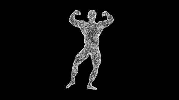 Homem Muscular Gira Sobre Fundo Preto Esporte Conceito Beleza Halterofilista — Fotografia de Stock