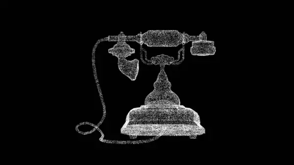 3D复古手机在黑色背景下旋转 历史概念 过时的设备 Grunge技巧 商业广告背景 3D动画 — 图库照片