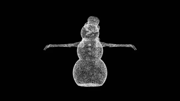 Kardan Adam Siyah Arka Planda Dönüyor Noel Mutlu Yıllar Konsepti — Stok fotoğraf