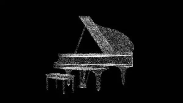 Grand Piano Roterar Svart Bakgrund Klassiskt Musikkoncept Lära Sig Spela Stockfoto
