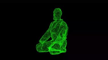 3 boyutlu Sensei siyah arka planda döner. Savaşçı ve Onur kavramı. Doğulu savaşçı. İş için reklam arkaplanı. Başlık, metin, sunum için. 3D animasyon 60 FPS