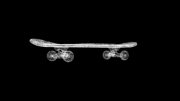 3Dスケートボードはブラックバックで回転します スポーツ健康コンセプト スポーツ用品 ビジネス広告の背景 タイトル テキスト プレゼンテーション 3Dアニメーション Fps — ストック動画