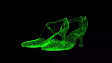 3D Kadın Ayakkabıları siyah arka planda döner. Kadın Ayakkabıları konsepti. Modaya uygun ayakkabılar. İş için reklam arkaplanı. Başlık, metin, sunum için. 3D animasyon 60 FPS