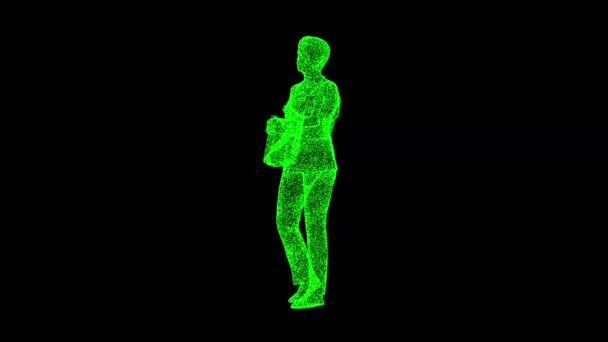 3D博士的文档在黑色背景下旋转 医学概念 女医生商业广告背景 3D动画60 Fps — 图库视频影像