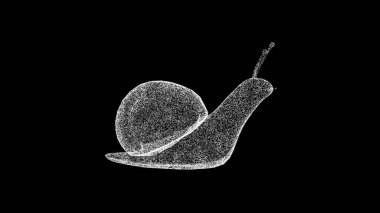 Siyah arka planda 3 boyutlu salyangoz. Hayvan konsepti. Yavaş Salyangoz. İş için reklam arkaplanı. Başlık, metin, sunum için. 3d canlandırma