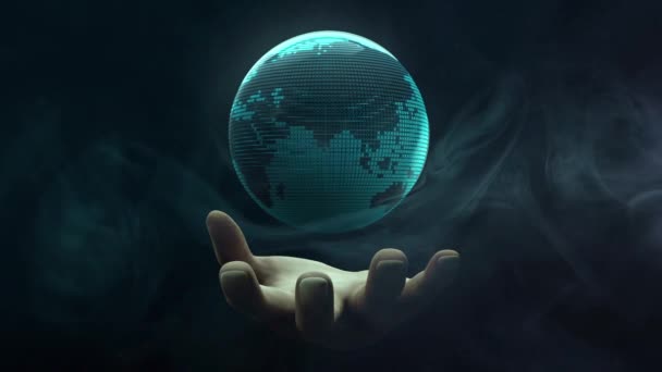 Design Earth One Hand Rotating Animation Smoke — Vídeo de Stock