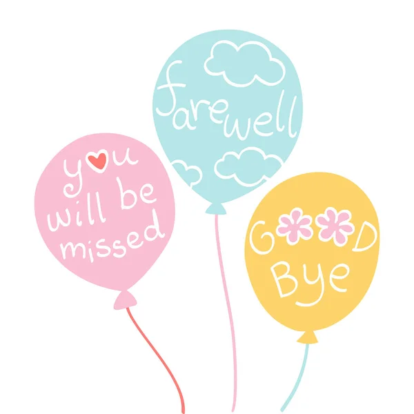 Bye Bye Balloon Hand Drawn — 图库矢量图片
