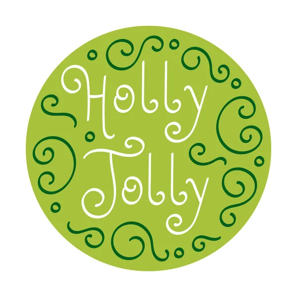 Circle Holly Jolly Подарочная Бирка — стоковый вектор