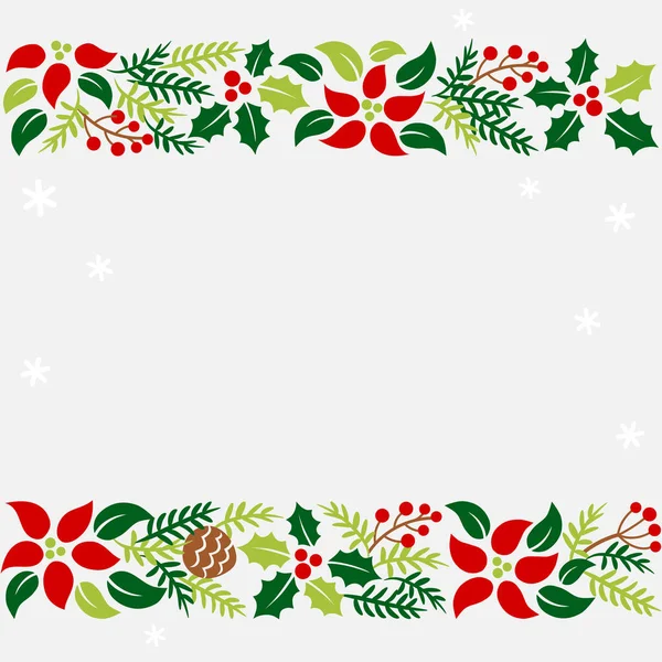 Χριστουγεννιάτικη Γιρλάντα Αγία Πουινσέτια Και Φύλλα Πεύκου — Διανυσματικό Αρχείο
