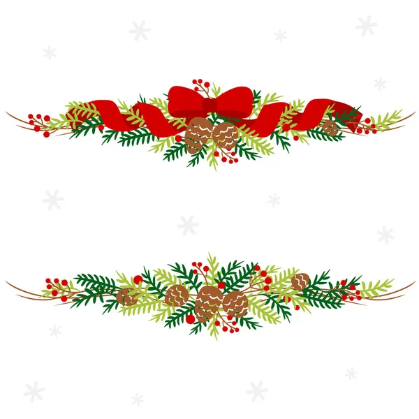 Рождественское Знамя Сосновыми Листьями Шишкой — стоковый вектор