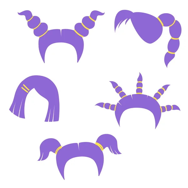 Purple Hair Style Collection — Image vectorielle
