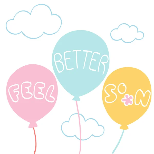 Feel Better Soon Cloud Background Hand Drawn — Stock Vector