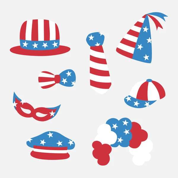 Forth July Hats Accessories Collection — Stock Vector