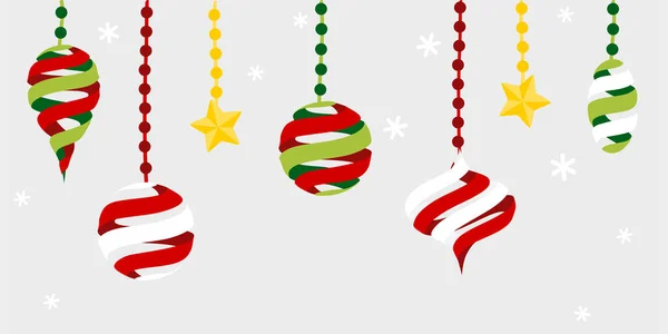 冬の背景にリボン装飾付きクリスマス装飾 — ストックベクタ