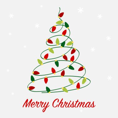 İplik lambalı Noel ağacı - kart