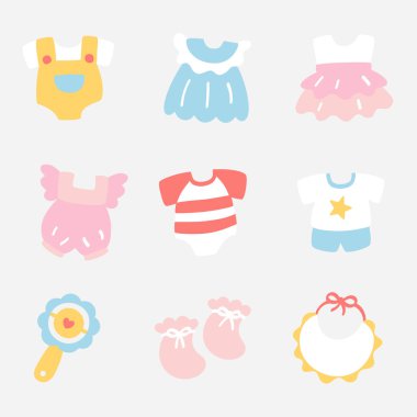 Pasta simgesinde bebek bezleri ve aksesuarlar