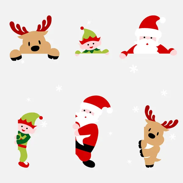 Noel Baba, Elf ve Ren Geyikleriyle Noel karikatürü