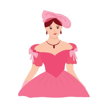 Güzel Prenses Kız Çizgi Film Karakteri Vektör İllüzyonu