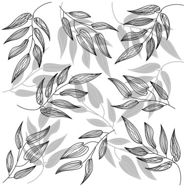 Vector image of leaves on branches.Seamless pattern.