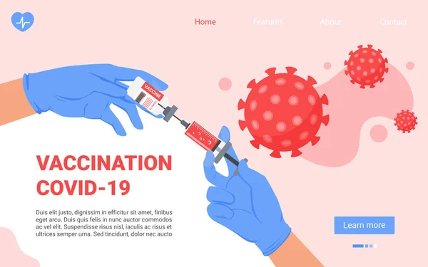 Vaccinazione Immunizzazione Concetto Medicina Illustrazione Vettoriale Cartoon Medico Mani Che — Vettoriale Stock