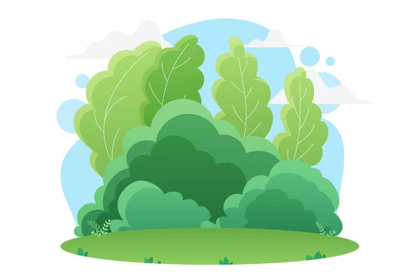 Nyári Zöld Erdő Vagy Park Természet Táj Vektor Illusztráció Rajzfilm — Stock Vector