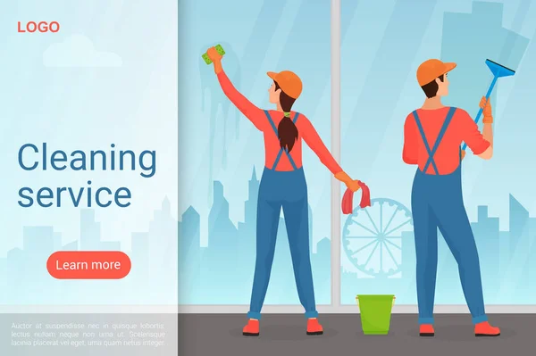 Cleaning Service Housekeeping Business Landing Page Template — стоковый вектор