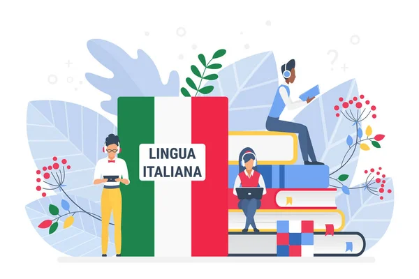 Online Italian Language Courses Remote School University Concept — 스톡 벡터
