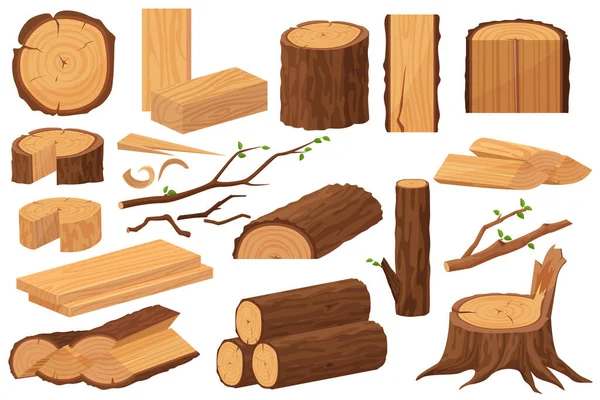 Suroviny Pro Dřevní Průmysl Realistická Sbírka Ukázek Výroby Kmen Stromů — Stockový vektor