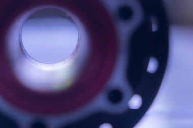 Blurry blue background of bike part