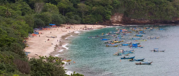 印度尼西亚Jember的Papuma海滩2023年7月 春季印度尼西亚帕普马海滩的空中全景 — 图库照片