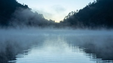 Rüya gibi bir sabah sisli göl