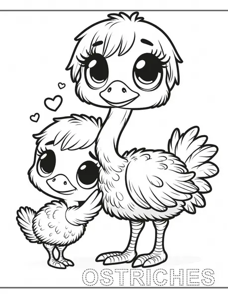 Ana devekuşu ve tapılası çocuk boyama kitabı ana başlığı.