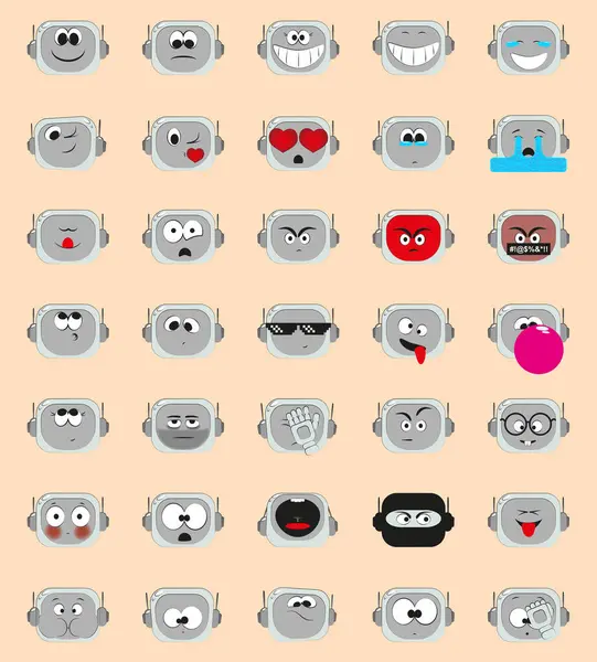   Yapay Zeka Emoji Yapay Robot 35 Yüz İfadeleri, Yapay Zeka, Siber Punk, Etiketler