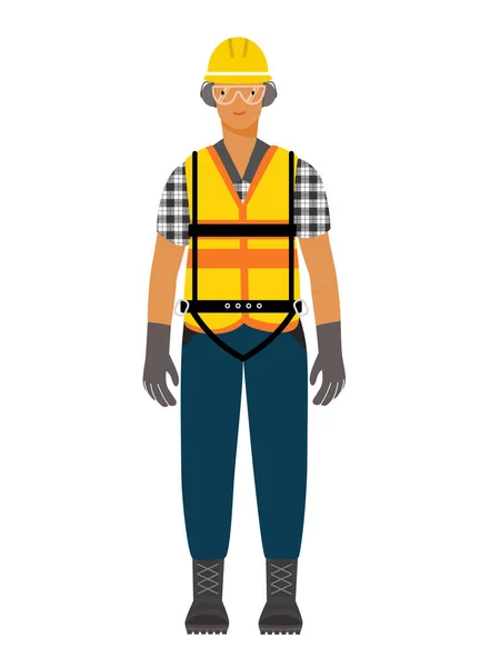 Isolated Construction Worker Man Wearing Personal Protective Equipment — Stock Vector