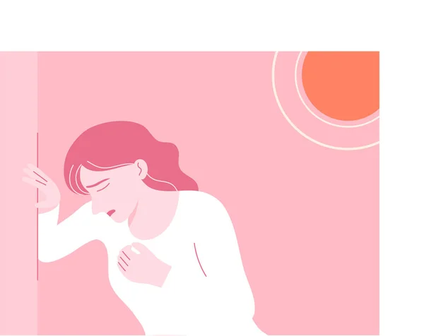 Woman Heatstroke Having Sunstroke Become Fainting Flat Vector Illustration — Image vectorielle