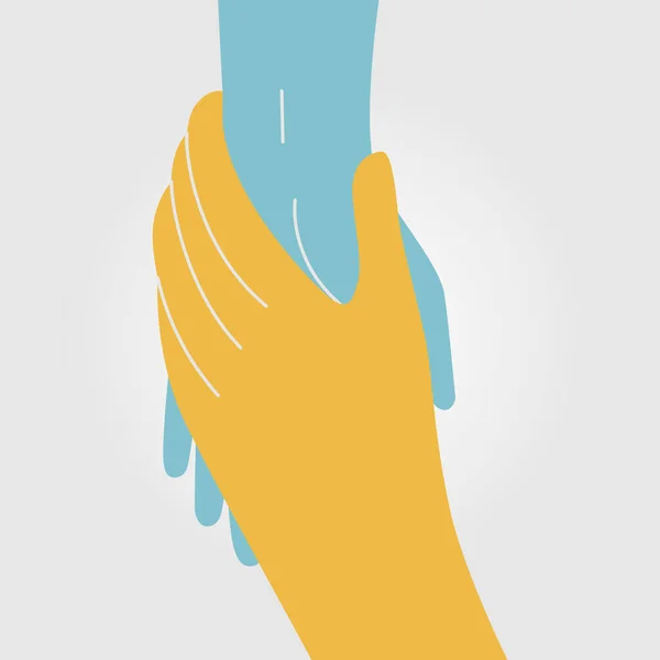 Light Color Holding Hands Flat Vector Illustration Helping Support Concept — Wektor stockowy