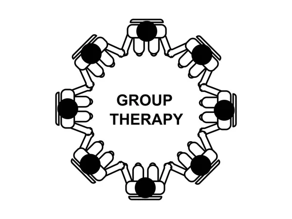 Outline People Group Therapy Session Talk Therapy Group Therapy Concept — Stockový vektor