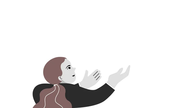 Изолированная Уверенная Женщина Ручной Подачи Контент Маркетинга Концепция Иллюстрации — стоковый вектор