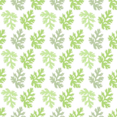 Beyaz arkaplanda yeşil kişniş yaprakları, düz vektör.