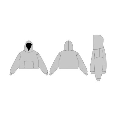 Grey hoodie template featuring a long sleeve sweatshirt with a clipping path. Isolated on a white background, perfect for design mockups and print projects clipart