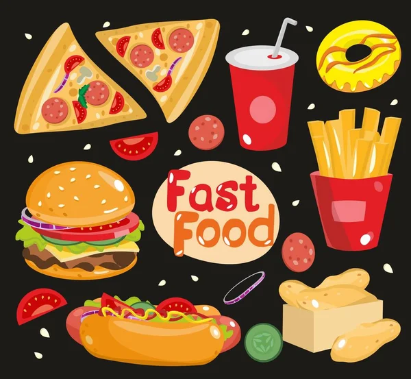 Fast Food Cibo Spazzatura — Vettoriale Stock