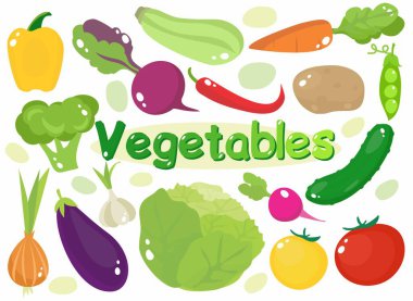 Vegetables Collection. Set of cartoon vegetables. Vector illustration