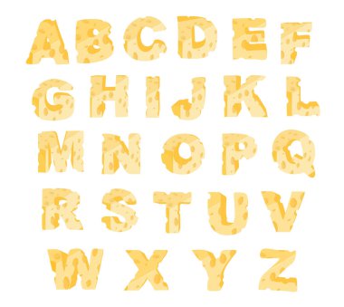 Peynir Alfabesi Yazı Tipi Vektörü