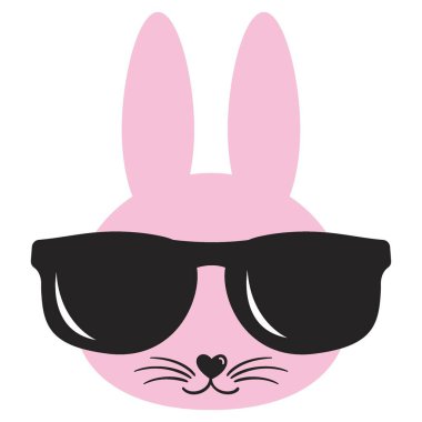 easter vector design bunny with glasses, editable vector eps file