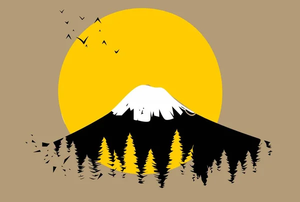 Illustration Fuji Mountain Japan Editable Vector Eps — Stock Vector