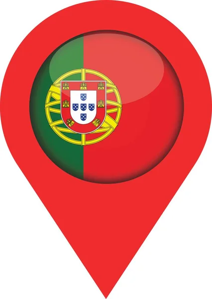 Pin Lokalizacji Punktu Portugalską Flagą Edytowalny Wektor Eps — Wektor stockowy