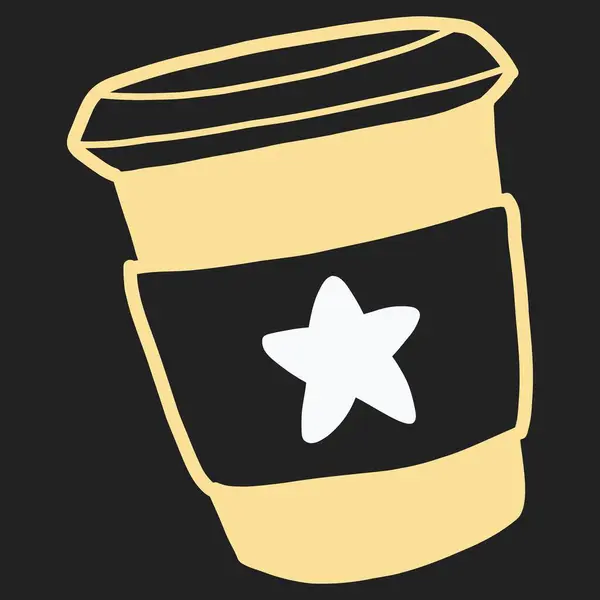 Кофе Кружка Значок Черном Фоне Кружка Кофе Звездами — стоковый вектор