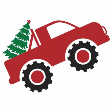Kırmızı Noel ağacı resimli kamyonet Noel ağacı