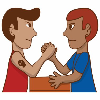 Bilek güreşi karikatür illüstrasyonu, düzenlenebilir vektör eps dosyası